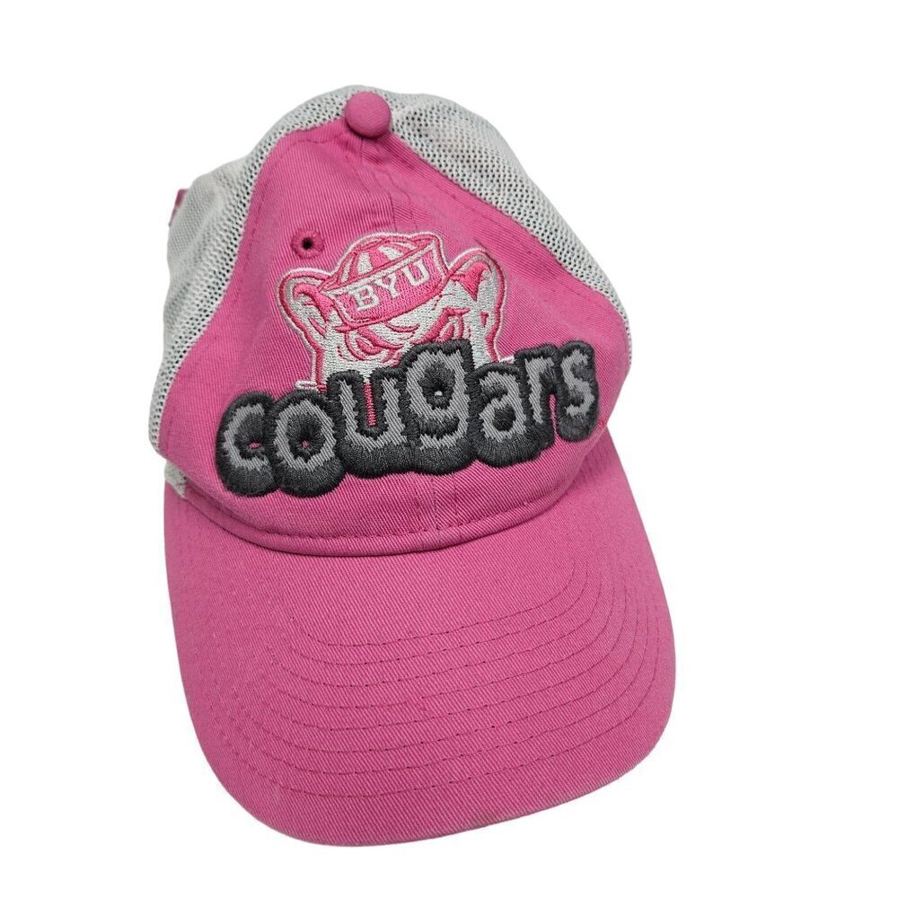 BYU Cougars Youth Trucker Hat Pink Mesh Back Embroidered New Era FLAWED‎